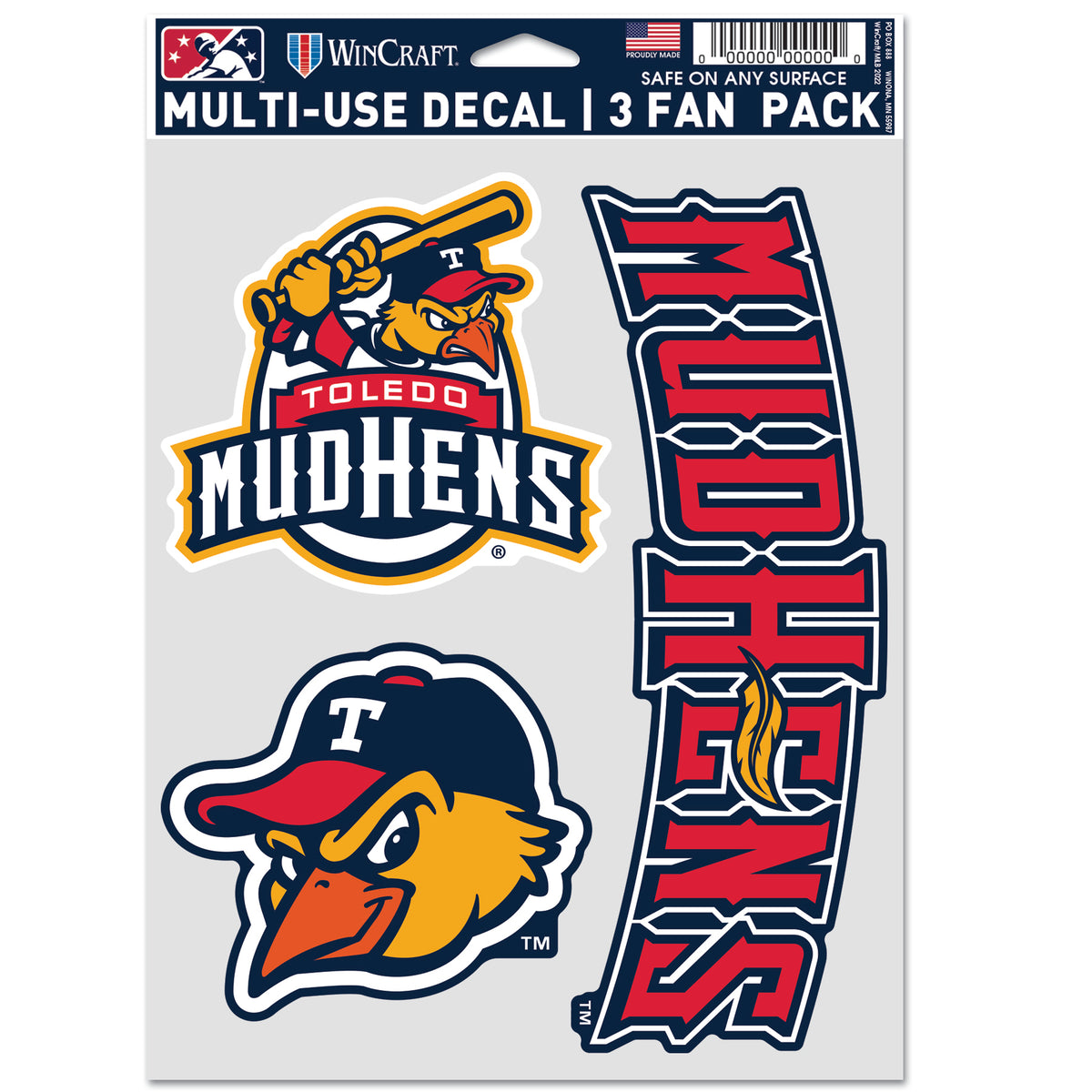 Toledo Mud Hens 3 Pack Decal Sheet The Swamp Shop