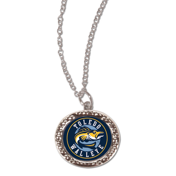 Toledo Walleye Oval Hammered Necklace