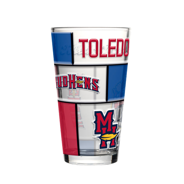 Toledo Mud Hens Stained Glass Pint Glass