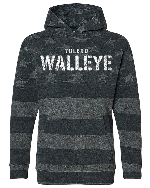 Toledo Walleye Youth Black Medal Tri-Blend Hood