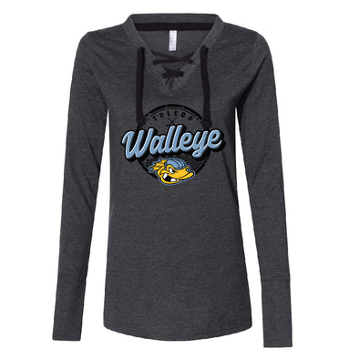 Toledo Walleye Ladies Facewash Laced Long Sleeve T-shirt
