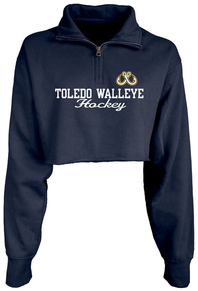 Toledo Walleye Ladies Raw Edge Cropped 1/4 Zip