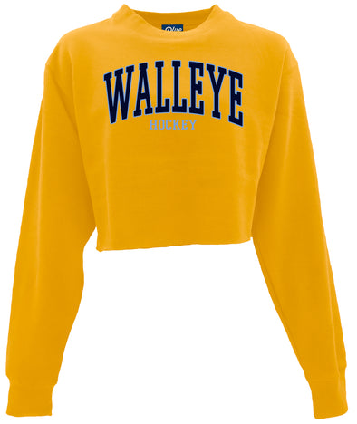 Toledo Walleye Vanity Plate Cropped Raw Edge Crew