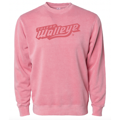 Toledo Walleye Pink Wordmark Pigment Dyed Crew