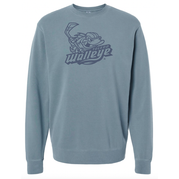 Toledo Walleye Primary Logo Puff Pigment Dyed Crew