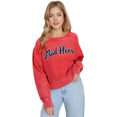 Toledo Mud Hens Ladies Red Corded Boxy Pullover