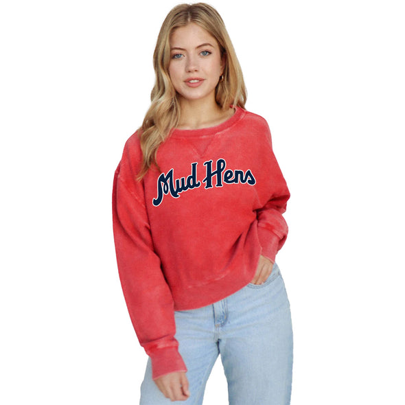 Toledo Mud Hens Ladies Red Corded Boxy Pullover