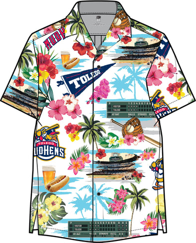 Toledo Mud Hens Hawaiian Full Button Up Shirt