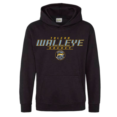 Toledo Walleye Youth Black Backdrop Hooded Sweatshirt