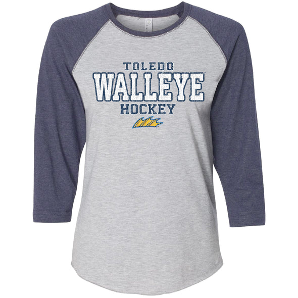 Toledo Walleye Sliced Ladies 3/4 Sleeve T-shirt