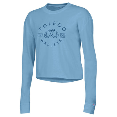 Toledo Walleye Denim Ladies Crop Long Sleeve T