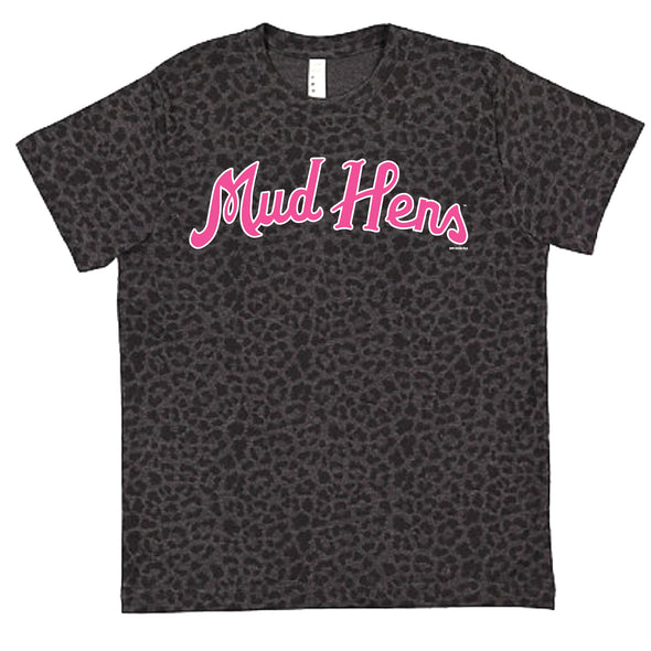 Toledo Mud Hens Script Leopard Print Youth Girls T