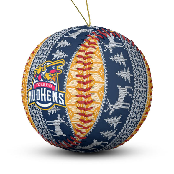 Toledo Mud Hens Ugly Sweater Baseball Ornament