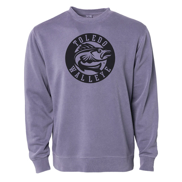 Toledo Walleye Retro Crest Purple Dyed Crewneck Sweatshirt